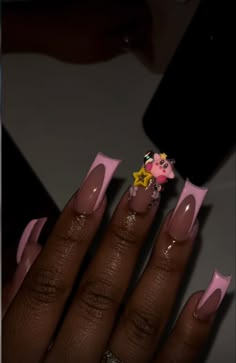 Birthday Nail, Drip Nails, Colored Acrylic Nails, Short Square Acrylic Nails, 16 Birthday, Acrylic Nails Coffin Pink, Baby Advice, Long Square Acrylic Nails, Unique Acrylic Nails