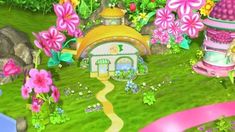 the garden is decorated with flowers, plants and other things to see in this game