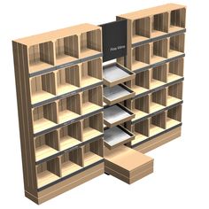 a bookcase with several shelves on each side