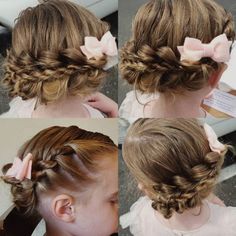 braided updo for little girls Cute Hairstyles Updos, Girls Updo, Sanggul Modern, Girls Braids, Teen Hairstyles