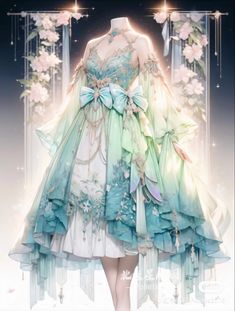 Dress Anime, Dress Design Drawing, Goddess Dress