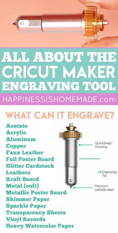 an info sheet with instructions on how to use the cricut maker for engraving