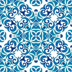 an abstract blue and white pattern with swirls on the side, which is very similar to