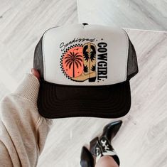 This cute sun kissed cowgirl cap is one that will be your favorite this summer.  The surfer cowgirl vibe is strong and this is so on trend.   Adjustable Snap Back Foam Trucker Wide Brim Trucker Hat For Summer Rodeo, Cute Trucker Hat For Beach Spring Season, Cute Trucker Hat For Beach And Spring, Cute Trucker Hat For Spring Beach, Cute Trucker Hat For Beach In Spring, Western Style Summer Trucker Hat With Curved Brim, Cute Spring Beach Trucker Hat, Summer Casual Trucker Hat For Country Events, Western Style Trucker Hat With Curved Brim For Summer