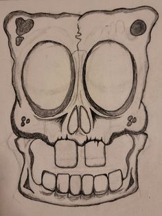 a drawing of a skull with two eyes