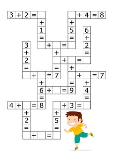 Одноклассники Math Crossword, Struktur Teks, Kindergarten Printables, 1st Grade Math Worksheets, Kindergarten Math Activities, Kids Math Worksheets, Math Activities Preschool, Simple Addition, Maths Puzzles