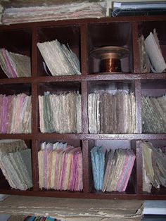 an old bookcase filled with lots of books