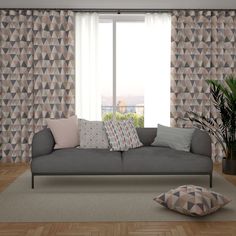 McAlister Textiles Laila Blush Pink and Grey FR Curtains Tailored Curtains Modern Hygge, Large Window Treatments, Single Panel Door, Curtains Uk, Traditional Cushions, Teal Cushions, Geometric Curtains, Checked Cushions, Plain Cushions