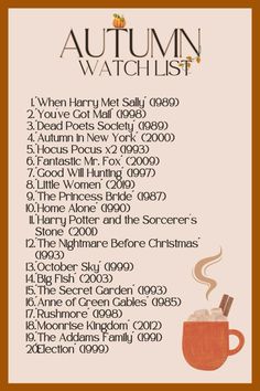 an autumn watchlist with a cup of coffee