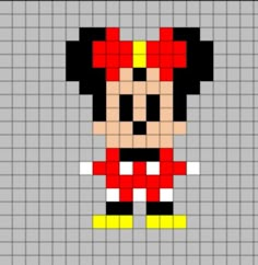 an image of mickey mouse in the style of pixel art