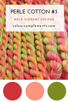 Colour #3 is our best-selling Perle Cotton Floss that offers a beautiful colour palette of orange, green and pink. This is the perfect thread to use for any of your DIY embroidery, cross-stitch or needlework projects. 
This product is available online at our shop! 

Visit our website to learn more: https://colourcomplements.com/product/embroidery-threads-coral-pink-green

#colourcomplements #crossstitch #diy #embroidery #product #supportlocal 3 Colour Palette, Embroidery Cross, Green And Pink