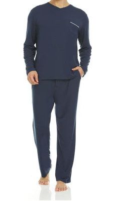 Micromodal Luxurious Quality Pajamas For Men Symmar Size: XL, Color: Blue | Symmar Dream Collection Micro Modal Jersey Bathrobe / navy in Blue | XL | Wayfair Pajamas For Men, Mens Pajamas Set, Pajamas Set, Mens Pajamas, Pajama Set, Pajamas, Color Blue, Lounge Wear, For Men