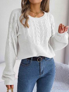 Features: Cable-knit Stretch: Slightly stretchy Material composition: 100% acrylic Care instructions: Machine wash cold. Tumble dry low. Imported Product measurements: S: bust 39 in, shoulder 20.7 in, sleeve length 20.7 in, length 22.6 inM: bust 40.6 in, shoulder 21.1 in, sleeve length 21.5 in, length 23 inL: bust 42.9 in, shoulder 21.5 in, sleeve length 22.2 in, length 23.4 in Lantern Sleeve Sweater, Loose Fit Sweater, Drop Shoulder Sweater, Formal Cocktail Dress, Trendy Winter, Fashionable Outfits, Stylish Sweaters, Drop Shoulder Sweaters, Weave Style