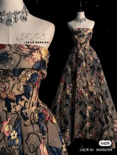 Ball Aesthetic Dress, Yule Ball Dress Aesthetic, Patterned Gown, One Of A Kind Dresses, Prom Dress Inspiration, Pretty Prom Dresses, Fairytale Dress, Fantasy Dress, Glam Dresses