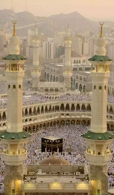 an aerial view of the grand mosque with many people around it