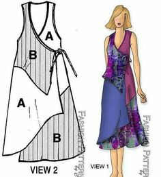 a women's dress pattern with the front and back views