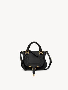 Chloé Marcie Mini Double Carry Bag | Chloé US Chloe Marcie, Basket Bag, Linen Bag, Black Shoulder Bag, Chloe Bag, Carry Bag, Carry On Bag, Flap Bag, Blue Bags