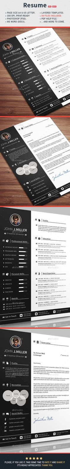 three different types of resumes are shown in this graphic style, with the same font and