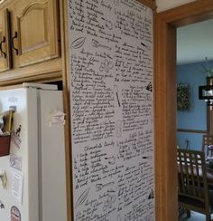 Wallpaper featuring Grandma's famous recipes in her own handwriting on the wall of a home kitchen. Recipes Wallpaper, Recipe Wallpaper, Rustic Recipes, Grandma Vintage, Kitchen Farmhouse Decor, Handwritten Recipes, Kitchen Farmhouse, Wallpaper Rolls, Cleaning Walls