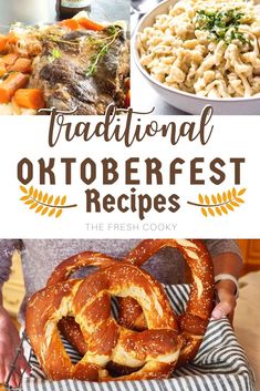 the traditional oktoberfest recipe is shown in this collage with text overlay