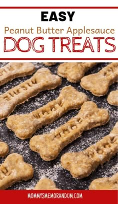 homemade peanut butter apple dog treats on a baking sheet with the title text overlay