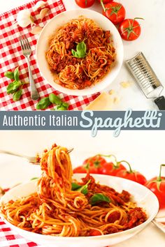 Delicious bowls of spaghetti with spaghetti sauce and garnished with basil and Parmesan cheese. Bolognese Noodles, Best Authentic Italian Spaghetti Sauce, Scarpetta Spaghetti Recipe, Authentic Italian Spaghetti, Italy Spaghetti, Authentic Spaghetti Sauce Italy, Italian Spaghetti, Sauce Spaghetti, Quick Pasta Recipes