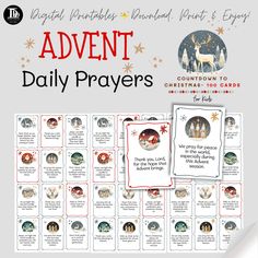 a christmas themed calendar with the words,'adventt daily prayers'and an image