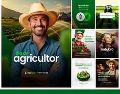 an image of a man in a hat with his arms crossed and the words, data de agricultor on it