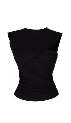 Meet Malika, the ultimate black top with a modern twist. This sleeveless jersey tee features a bold zipper on one shoulder and a striking cut-out detail at the front. Both classy and edgy, Malika will turn all eyes on you without making you compromise on comfort. 48% Modal 48% Cotton 4% Elastane Black Go For Gold Top, Womens Black Top With Jeans, Womens Tops Nordstrom, Classy Tank Tops Blouses, Long Sleeve Going Out Tops Blouses, Luxury Designer Tops, Straight Neckline Top, Woman Tops Blouses, Fashion Staples For Women