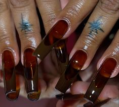 Brown Nails Square, Brown Frenchies, Classy Nails French, Nail Aesthetics, Nails Fall Nails, Nails Autumn, Nails Classy, Nails Square, Exotic Nails