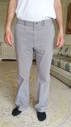 "Mens Pants chino pants striped pants Golf Pants srtiped Trousers suit trousers suit Pants minimalist pants Formal event Pants height of the men in the photo - 190 cm 65 % cotton Please refer to photos for details of condition. Condition: very good vintage Measurements: Length: 109 cm/43\" Inseam 85 cm/ 33.5\"\" Waist 94 cm/ 37\" Hips: 108 cm/42.5 \" Rise: 27 cm/ 10.6\" Tag Size: 54 US 38/34 note The color on the pictures may vary due to monitor settings and light reflections. Ready to ship Plea Pinstripe Trousers For Business Casual, Striped Straight Leg Dress Pants With Welt Pockets, Classic Striped Wide Leg Pants, Business Casual Straight Pants With Vertical Stripes, Striped Trousers For Business Casual, Pinstripe Trousers With Welt Pockets, Striped Straight Dress Pants With Welt Pockets, Fitted Striped Straight Pants, Fitted Striped Straight Leg Dress Pants