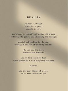 an image of a poem written in black and white with the words duality on it