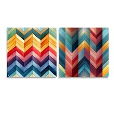 two colorful wall art pieces with different colors