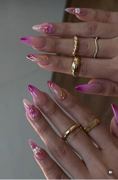 insta: @lacaniaaa #nails #nailart #almondnails #vacaynails Nails With 3d Designs, Thailand Nails, Design Gel Nails, Europe Nails, Spring Nails 2023, Yellow Nails Design, Nails Yellow, Romantic Nails, Blush Nails