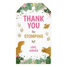 thank you for stomping by love, jessica dinosaur birthday card with gold foil