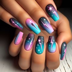 Retro Nail Ideas, Gel Nail Designs For Summer, Statement Nails, Nail Designs For Summer, Pink Nail Art Designs, Fake Nails Designs, Halloween Acrylic Nails, Hard Nails