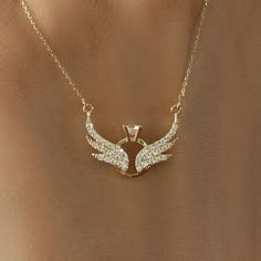 ✦ 14k Gold Angel Necklace Gift Ring Necklace for Women Angel Wing Pendant Jewelry Valentines Day And Mothers Day Gift ✦ The dimensions of our product are in the minimal category. ✦ Fast and Free Shipping. ✦ Necklace and bracelet set sales have an extra discount. ✦ Our products are made of 14k pure gold. ✦ All our products have excellent quality and bright surface. ✦ Our products do not contain nickel and similar carcinogenic substances. ✦ Our products will be sent to you with a gift package.. ✦ Cheap Feminine Jewelry For Gifts, Angle Necklace Gold, 14k Stamped Jewelry For Valentine's Day Gift, Valentine's Day 14k Gold Hallmarked Jewelry, Valentine's Day Sterling Silver 14k Stamped Jewelry, Gold Plated Jewelry Stamped 14k As Gift, 14k Gold Jewelry With Birthstone, Fine Jewelry Pendant With Hallmark, 14k Gold Pendant With Hallmark