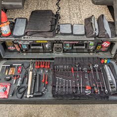 the toolbox is full of all kinds of tools