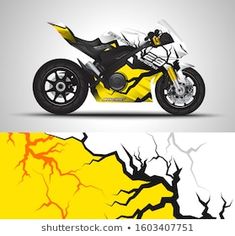 a yellow and black motorcycle with cracked paint