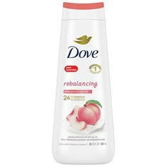 Dove's Rebalancing Body Wash with white peach and rice milk nourishes skin, leaving it renewed and silky-soft for 24 hours. Formulated with 24-hour Renewing Micromoisture, this body wash delicately yet effectively cleanses while profoundly moisturizing, resulting in skin that feels rejuvenated and peachy-soft for an entire day. Made with millions of MicroMoisture droplets, the body wash leaves your skin feeling smooth and as soft as silk. Infused with White Peach & Rice Milk, this gentle skin Dove Peach Body Wash, Dove Strawberry Body Wash, Peach Body Wash, Body Wash Dove, Peach Rice, Peach Scent, Dove Soap, Dove Body Wash, Peach Makeup