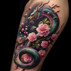 Chinese Dragon Floral Tattoo, Dragon Tattoo Cover Up, Back Coverup Tattoos For Women, Japanese Dragon Tattoos Women, Dragon Forearm Tattoo Women, Japanese Dragon Leg Tattoo, Woman Dragon Tattoo, Dragon Sleeve Tattoo Women, Dragon Tattoos Women