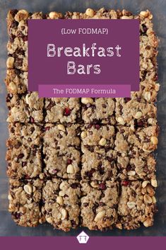 low fodmap breakfast bars with nuts and cranberries in the middle