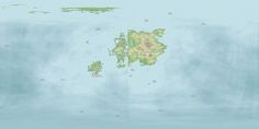 an island in the middle of the ocean surrounded by land and water with small clouds