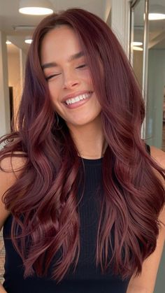 Cherry Colour Hair, Cool Red Tones For Hair, Cherry Brown Hair On Pale Skin, Hair Color Inspo For Indian Skin, Cherry Red Brunette Hair, Hair Color Inspo For Brown Skin, Red Balayage For Dark Brown Hair, Cherry Cola Hair Balayage, Cherry Red Cola Hair