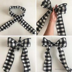 how to make a bow out of fabric and ribbon with pictures on the bottom side