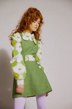 This dress is inspired by the mod designs of the 1960s. It is made with a herringbone wool fabric, so you can wear it during the colder months and still feel warm.It features a separate top and skirt joint together at the waist with buttons. The top is semi fitted with a scoop neckline and round cut at the waist. The skirt is an “A shape” mini skirt that can be worn separately from the top. Made from dead stock fabric sourced in Los Angeles. This dress is made to order, please allow at least 4 w 70s Inspired Outfits, 60s And 70s Fashion, The Mod, Top And Skirt, 70s Inspired, The 1960s, Wool Fabric