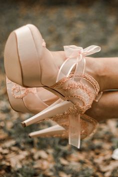 "Peach embellished lace wedding shoes for bride, custom heel heights available. Feel yourself like a princess in these peach wedding heels on your fairy tale night! Personalized wedding gift, peach bridesmaids shoes, custom engagement gift. Peach satin bridal shoes are designed with embroidered lace. Glass beads and shiny sequins are used on the embroidery and organza ribbons tie on the front. They are made of soft smooth satin and delicate lace, each handmade item is unique and can differ in de Wedding Themes Autumn, Blush Bridal Shoes, Wedding Strawberries, Fairy Tail Wedding, Custom Heels, Peach Bridesmaid, Lace Wedding Shoes, Satin Wedding Shoes, Wedding Shoes For Bride