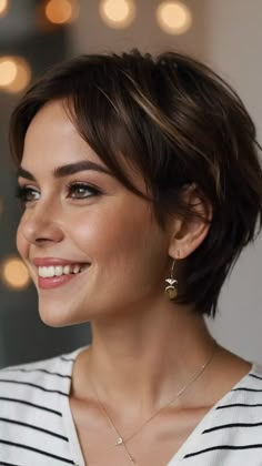 Bangs for Days: 15 Short Hair Ideas to Rock Your Round Face - Inspire Inlet Short To Medium Haircuts For Round Faces, Women Short Hair With Bangs, Long Bob Layered, Feminine Short Hair Round Face, Short Hairstyle Women Round Face, Long Bob Haircut With Layers, Women With Round Faces, Short Hair Dont Care, Shortish Hair