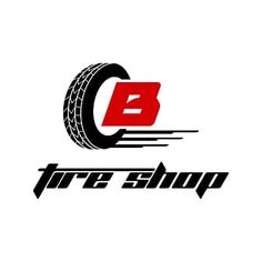 the tire show logo is shown in black and red with an orange b on it