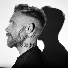 for Brandon Face Tattoo Men, Tom Hardy Haircut, Philip Crangi, Profile Portrait, Mens Hairstyles With Beard, Messy Haircut, Mens Facial, Men's Short Hair